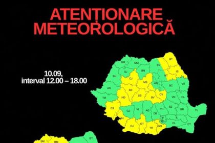 Administrația Națională de Meteorologie a emis noi avertizări de caniculă